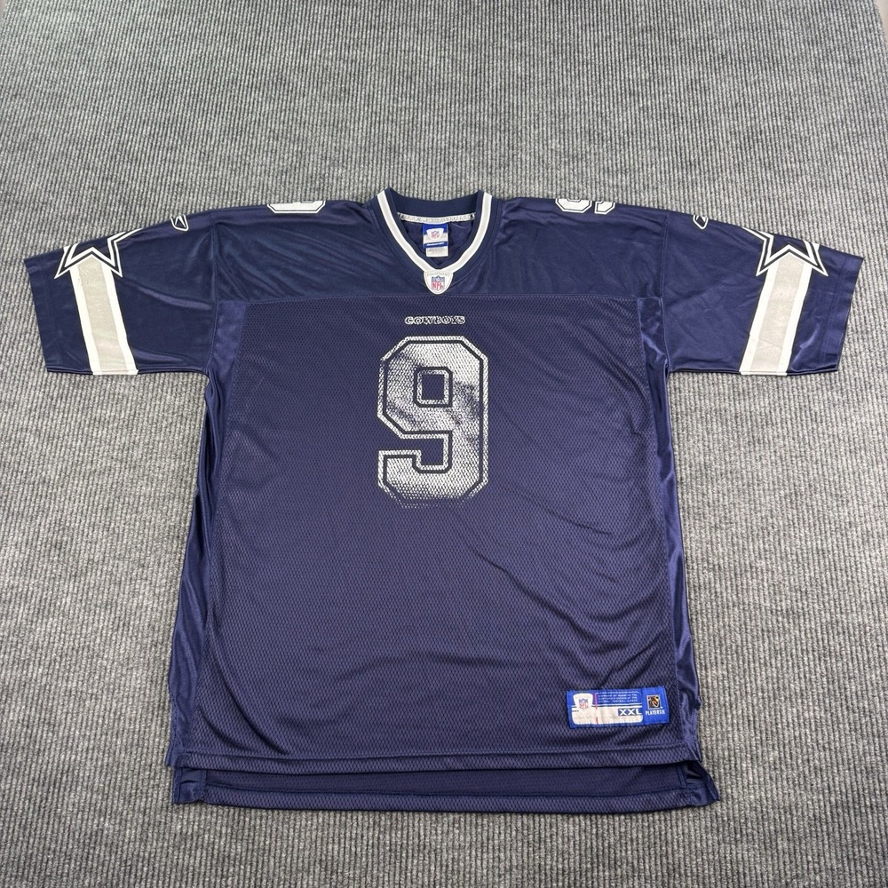 Tony Romo Dallas Cowboys Jersey Men XXL 2XL Reebok NFL Football #9 Navy Distress